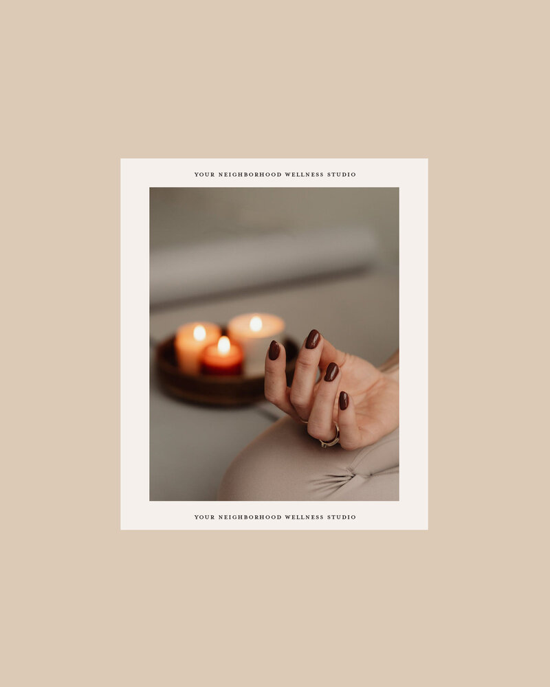 Custom brand identity for a yoga and wellness studio, blending neutral tones with modern aesthetics.