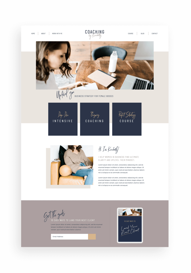 kimberly showit website template for coaches