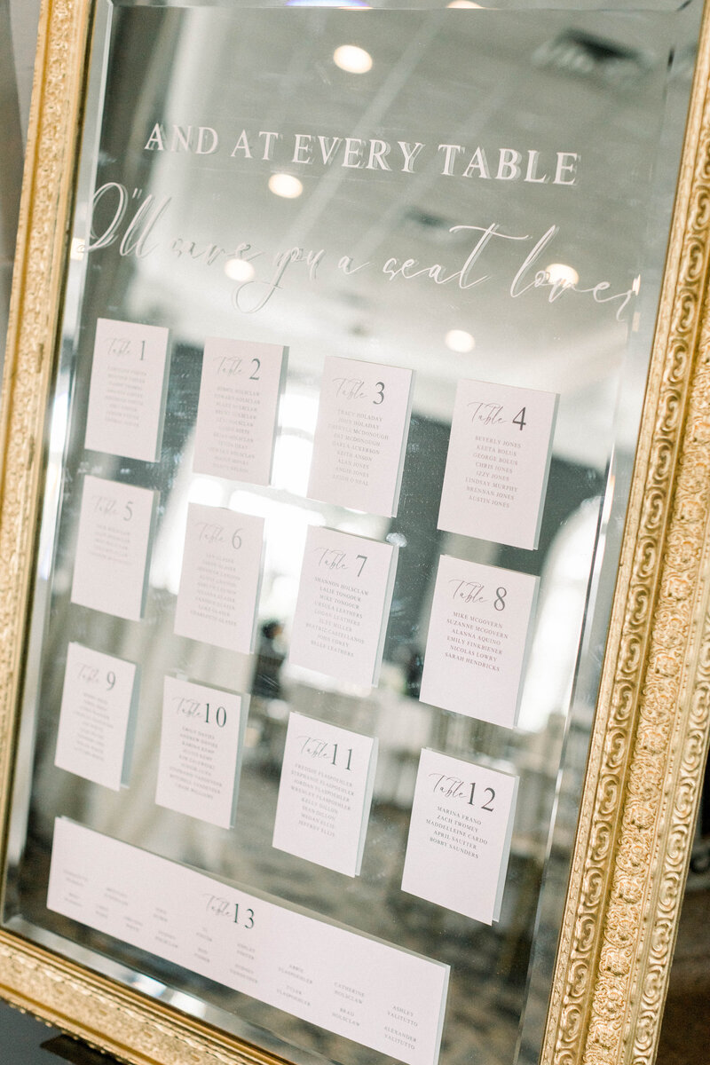 mirror seating chart for wedding reception