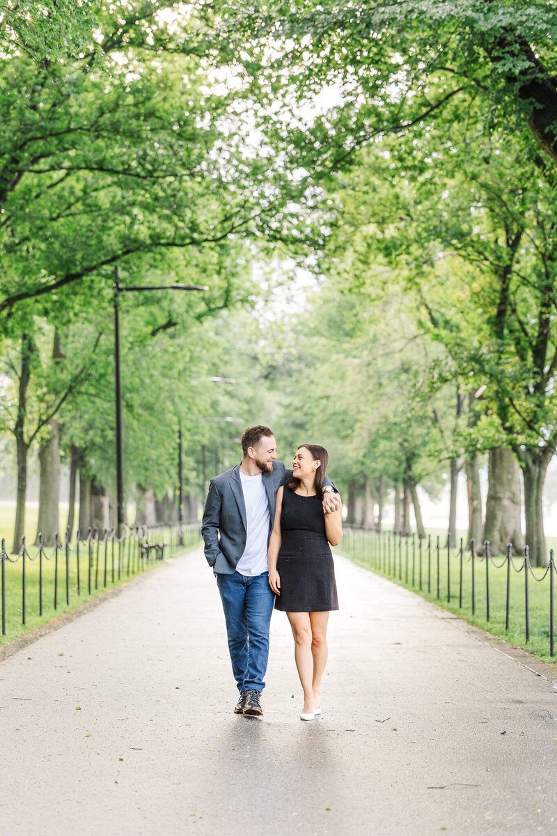 a couple walking at the National Mall