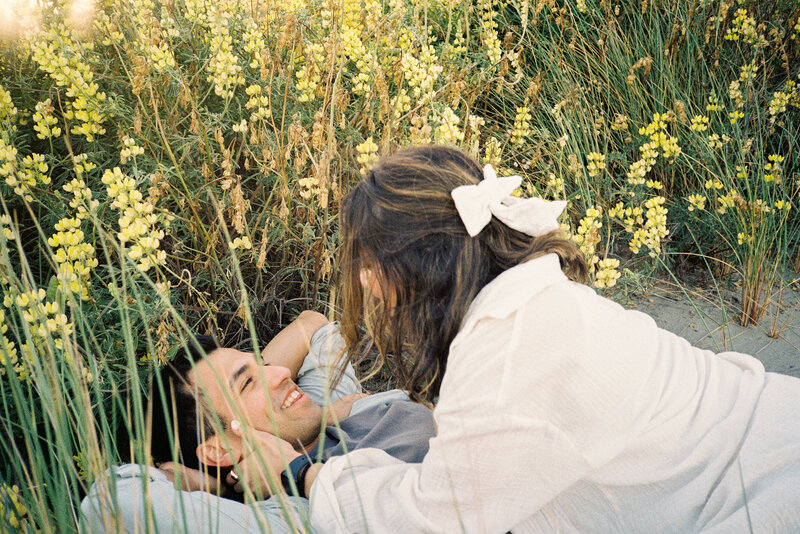 Film photography 35mm with a couple on the beach