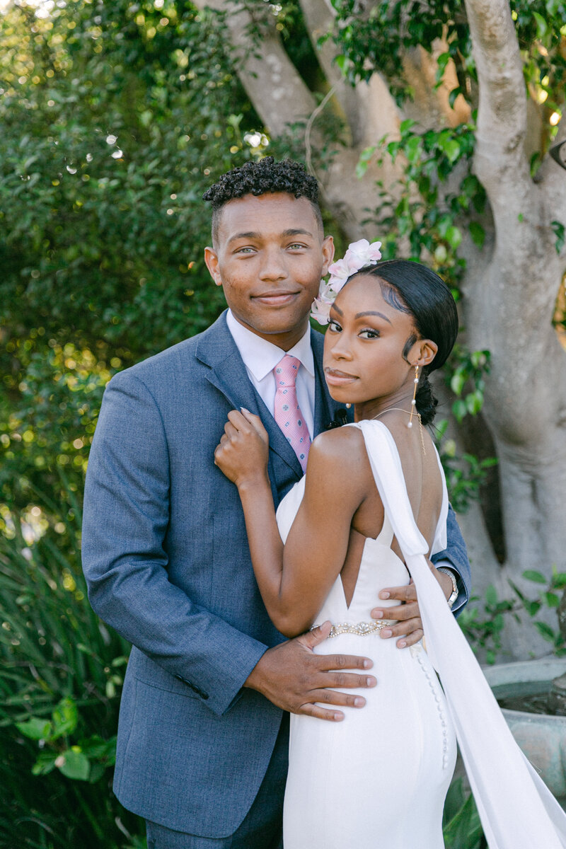 Laguna Beach wedding, private estate wedding, black wedding couple