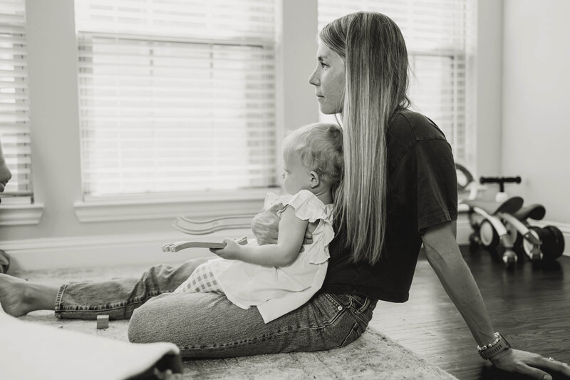 toddler girl with mom in her home in Lewisville Texas