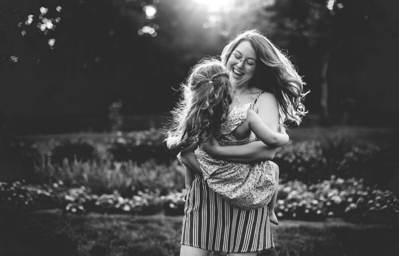 black and white family photo