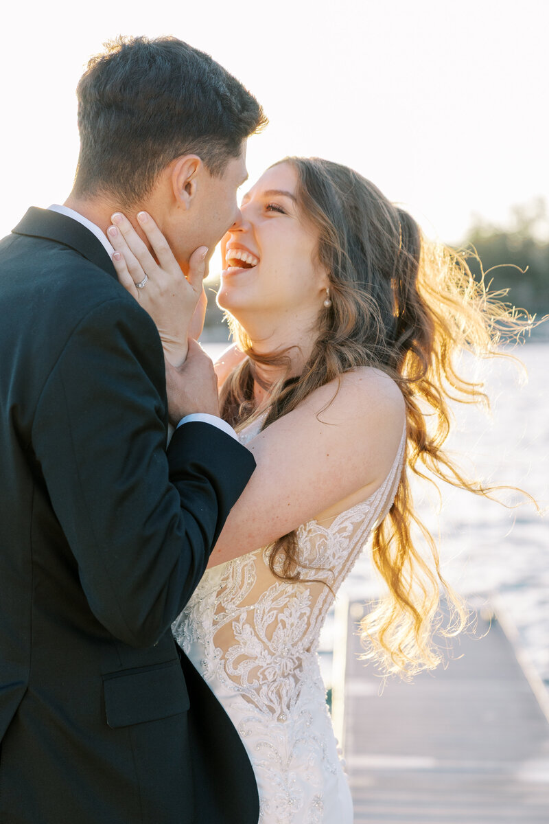 Romantic wedding photos with soft, film-inspired tones