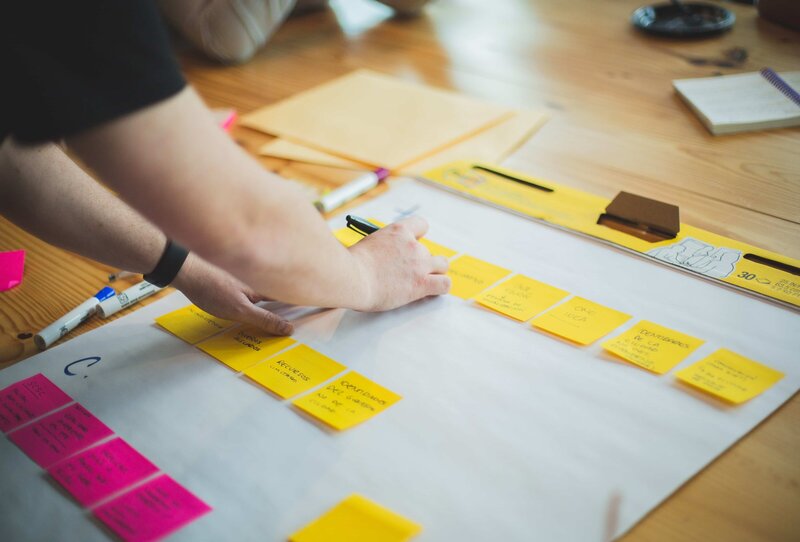 Stock image of post it notes and writing down notes