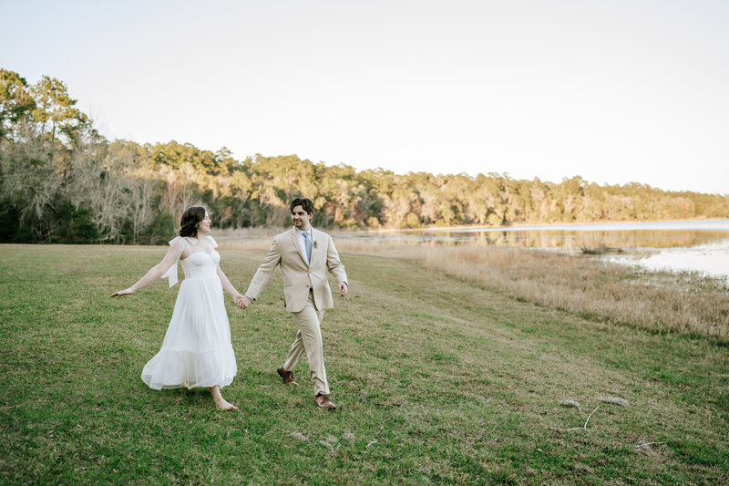colorado elopement photography at rocky mountain national park, bride and groom explore lake