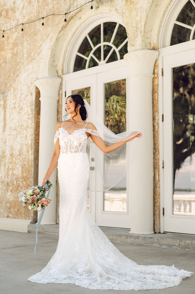 Beautiful elegant bride portrait Bella Cosa Lake Whales-Florida