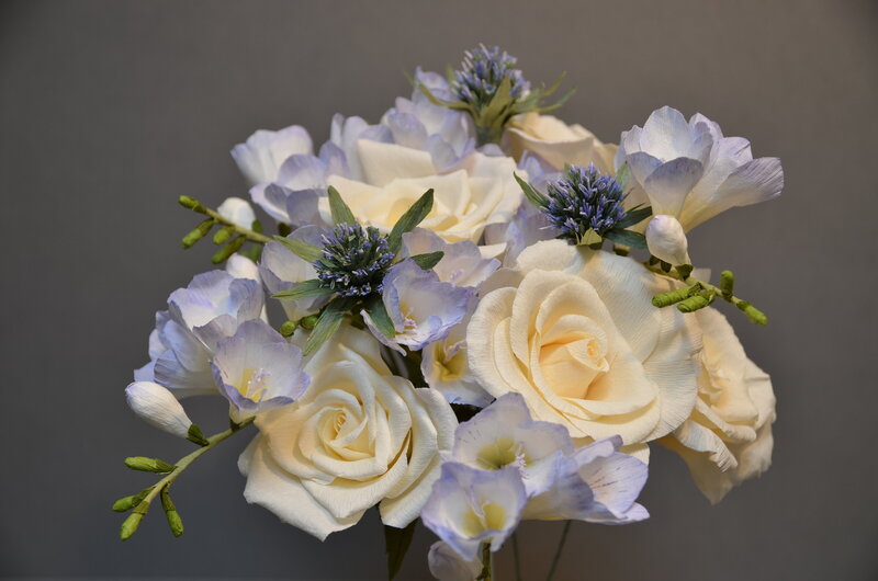Freesia and rose paper wedding flowers