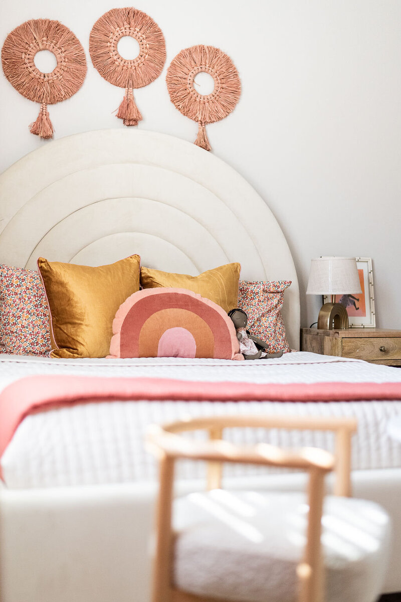 a kid's bedroom with a modern, playful vibe