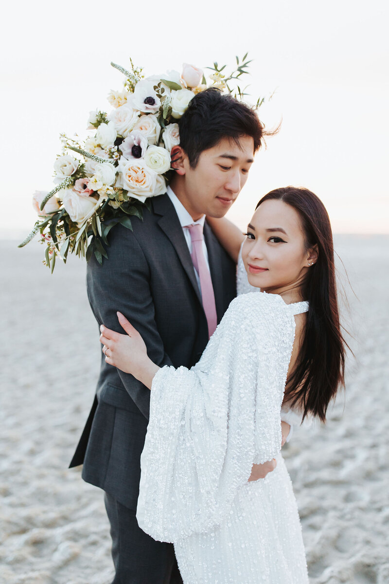 couple with bouquet