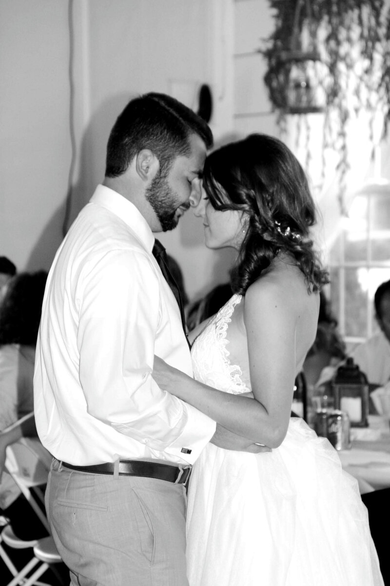 Bride and Groom with head's together | Acadia Wedding