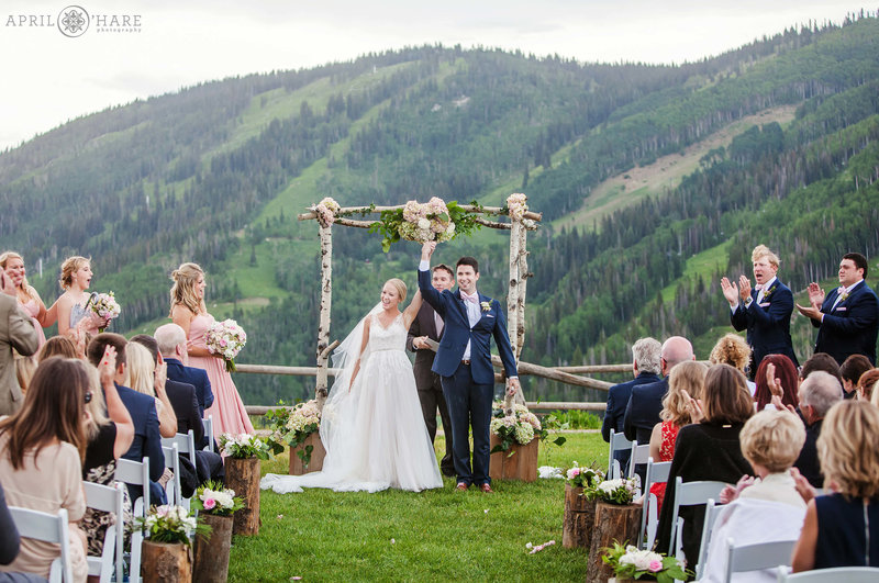 Wedding Celebration on Thunderhead Lawn at Steamboat Springs Ski Area and Resort During July