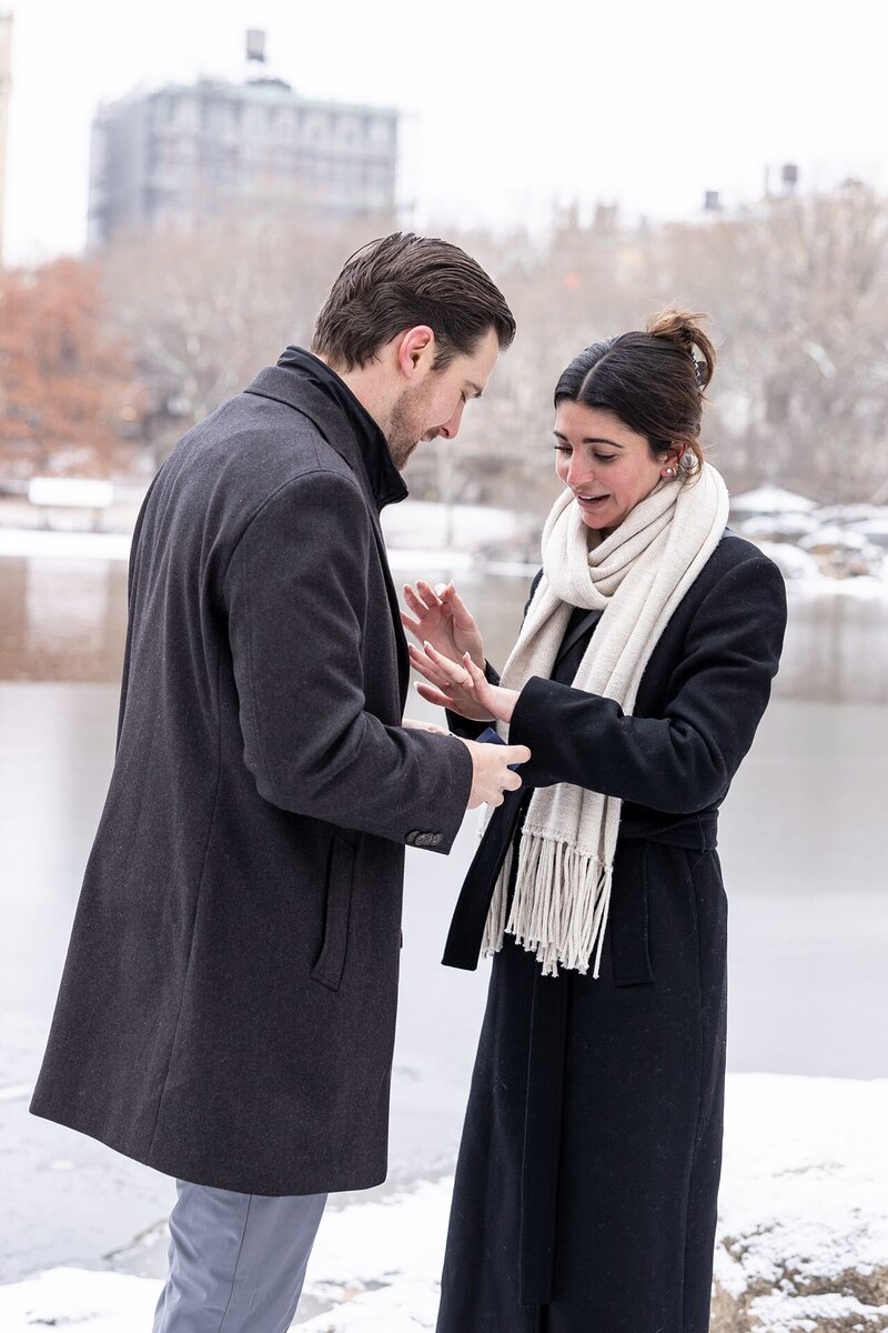 Young woman admiring the ring.