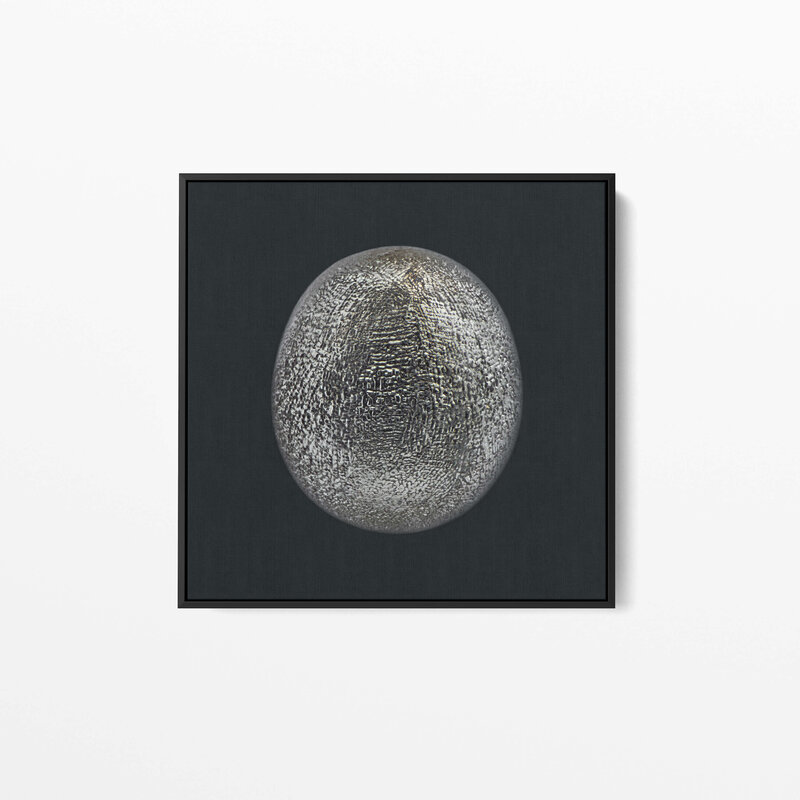Fine Art Canvas with a black frame featuring Project Stardust micrometeorite NMM 2807 collected and photographed by Jon Larsen and Jan Braly Kihle