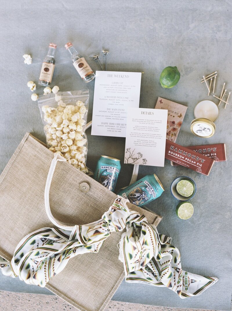 flatlay of picnic for engagement photos on boat