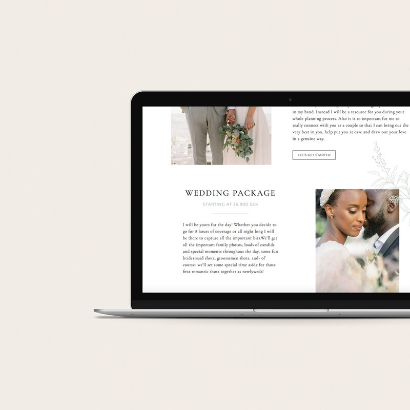 Computer mockup of wedding website design
