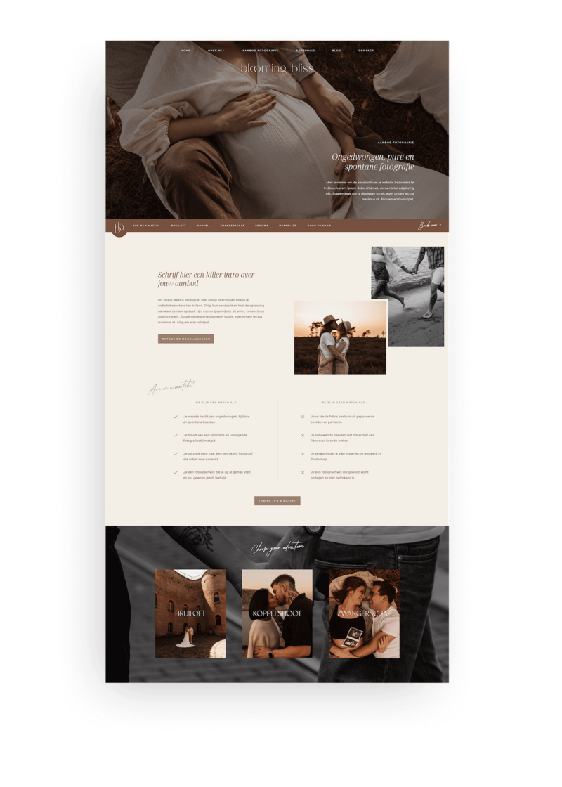 Boho Showit website template voor fotografen