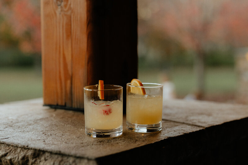 Drinks on a ledge.