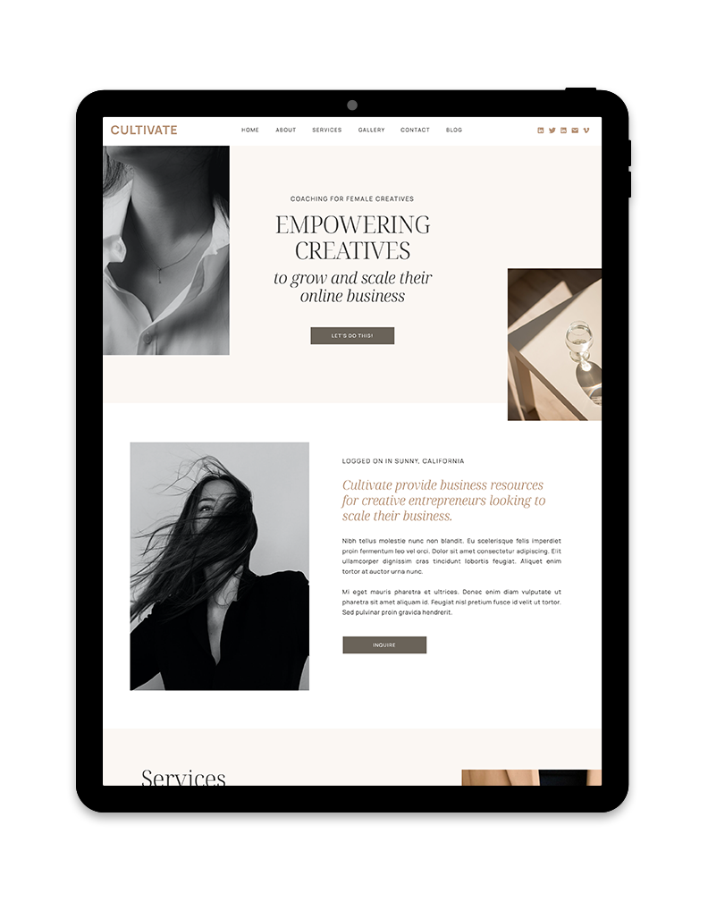 Mockup of Showit Template