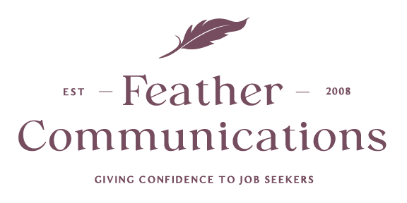 Primary logo with an illustrated feather and the words "Feather Communications"