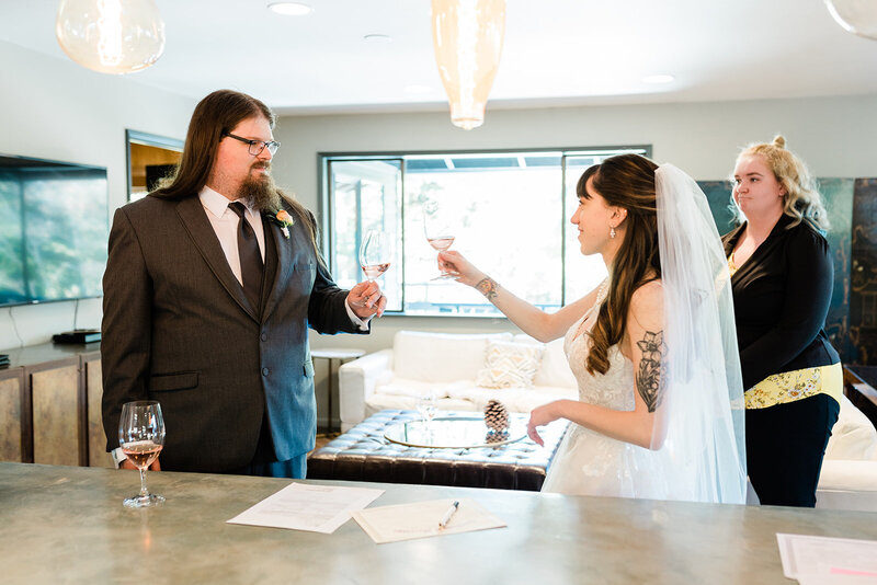 Bride and Groom Getting Ready at JM Cellars