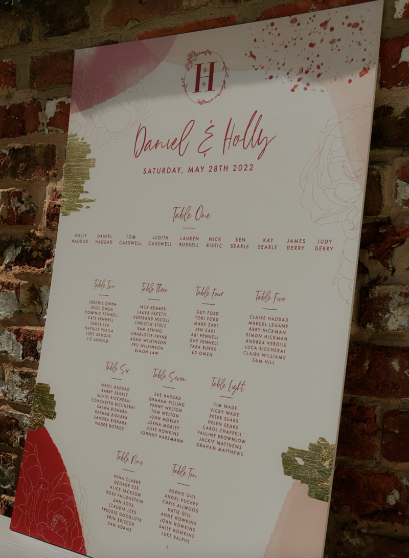Daniel & Holly table plan designed by The Little Paper Shop