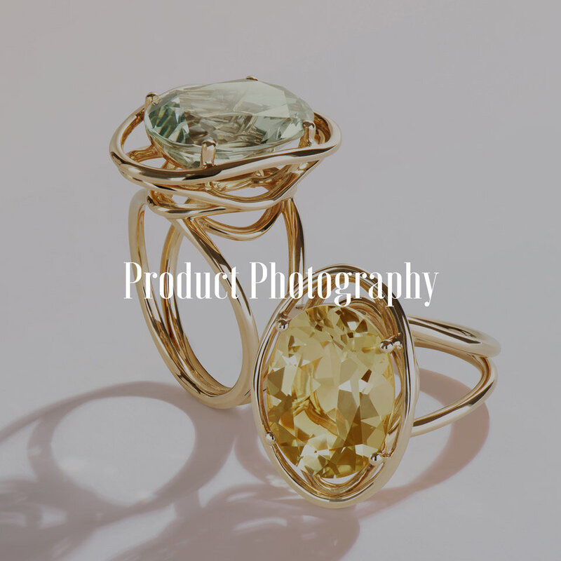 gold rings parisolite and citrine gemestones Vancouver jewellery photography