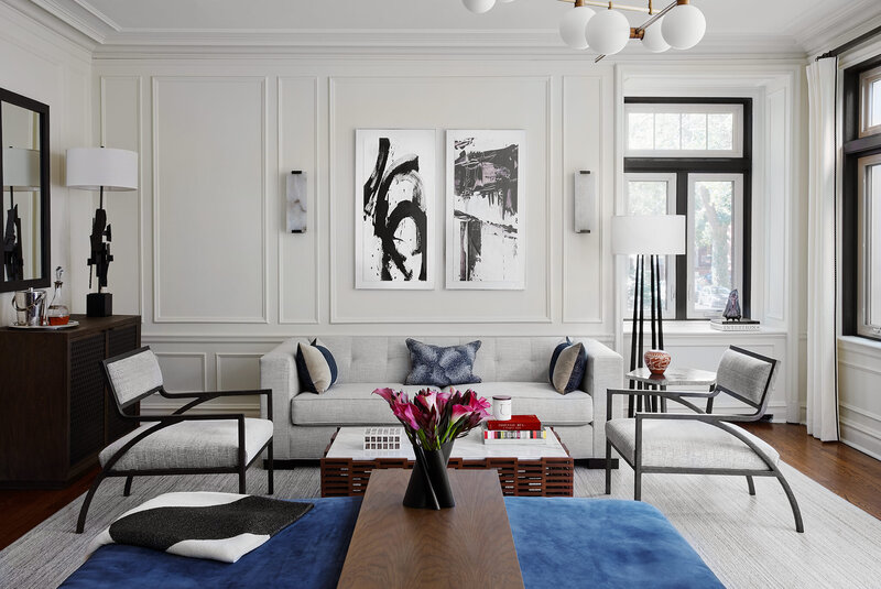Modern luxury living room design with white decor