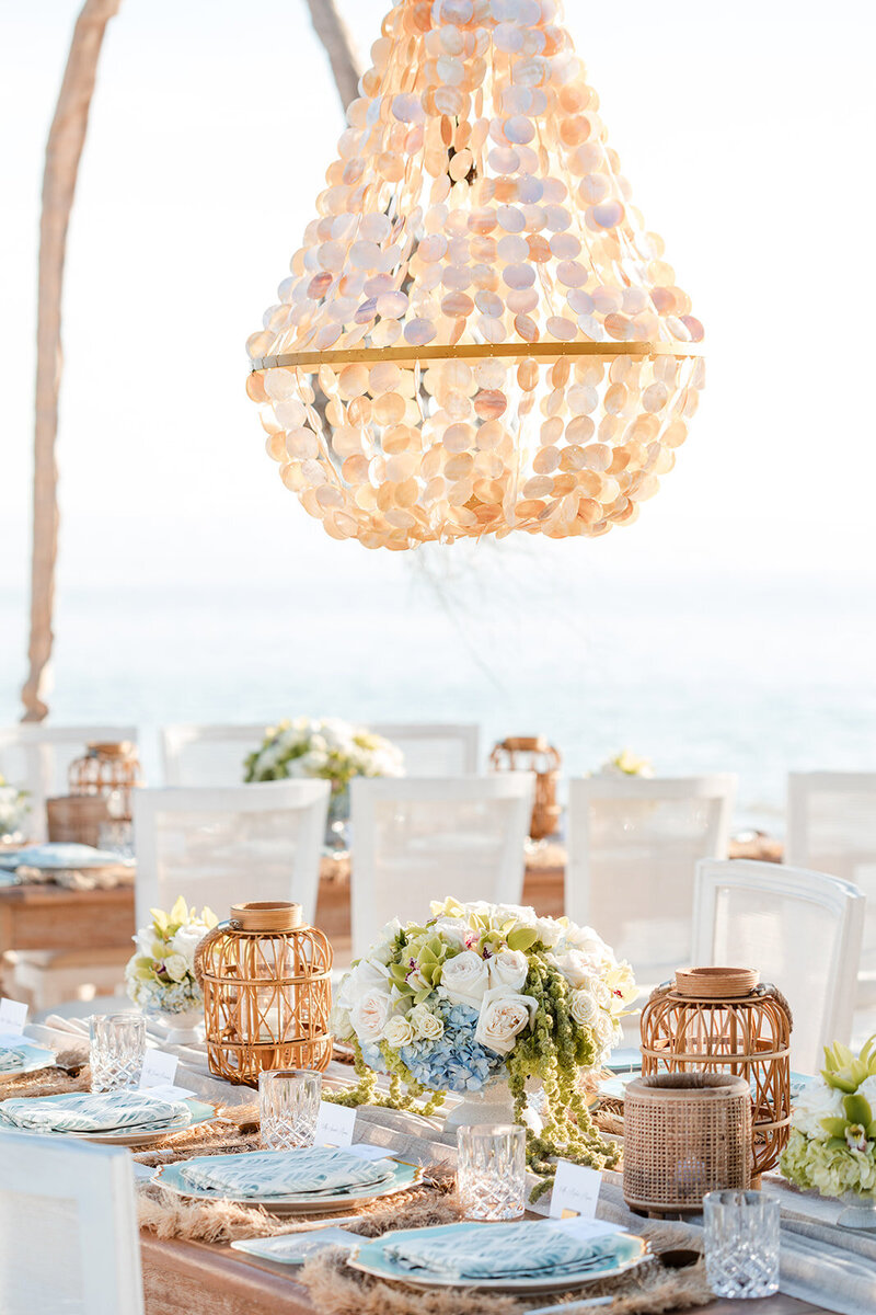 Beach Table Setting With Lighthouse Lantern Centerpiece – Between