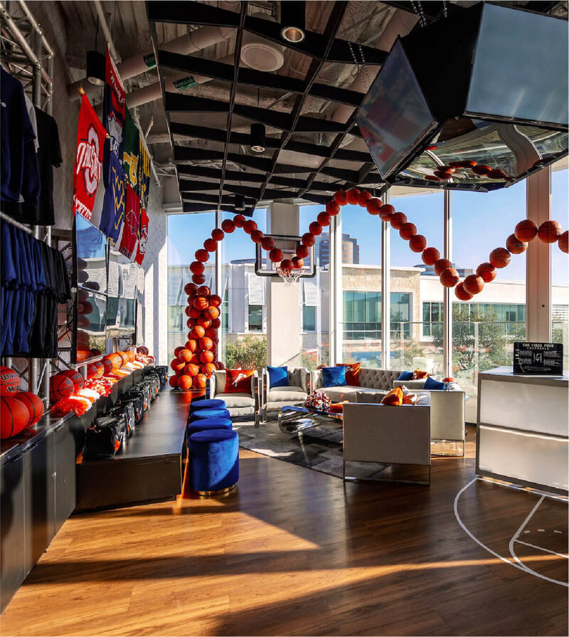 March Madness corporate event in La Jolla, designed by Thater Made, a luxury wedding and event producer in San Diego, CA.