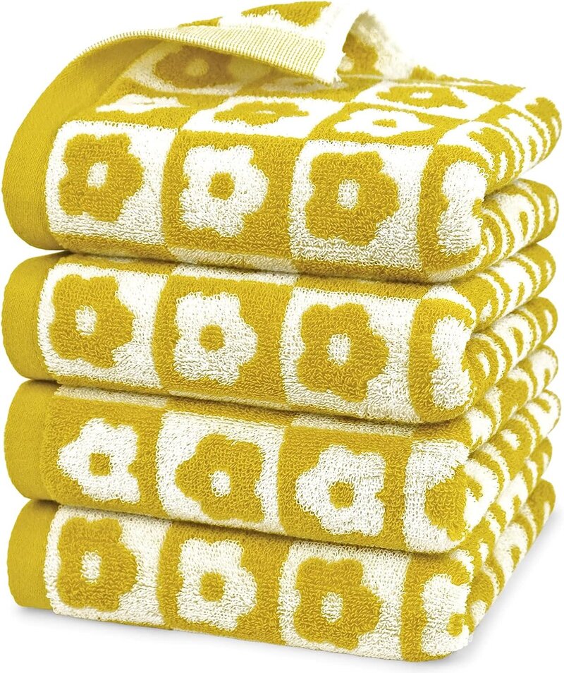 floral checkered hand towels