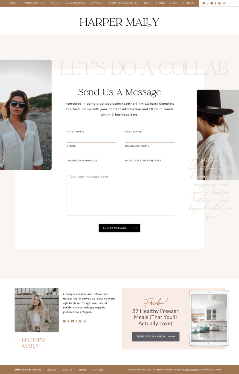 Fully customizable contact page for Showit websites
