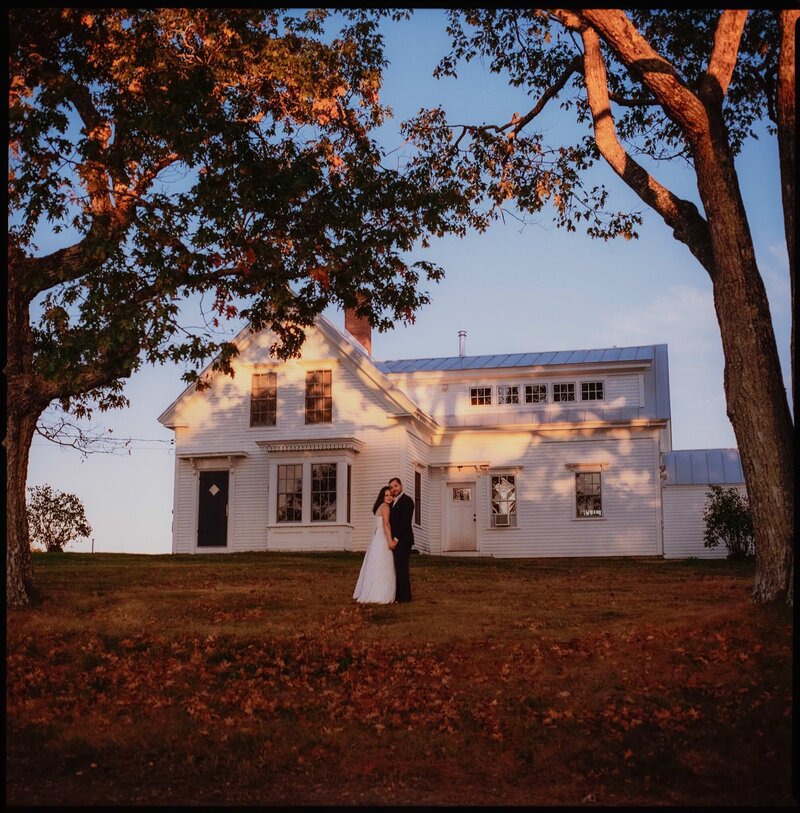 A bride and groom on their wedding day in Maine's Acadia National Park