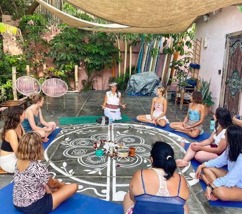 My Sister’s House is a ladies only hostel located in the heart of Sayulita that offers yoga, acro-yoga, surf lessons, meditations, Full Moon ceremonials, creative workshops, trail running and much more.