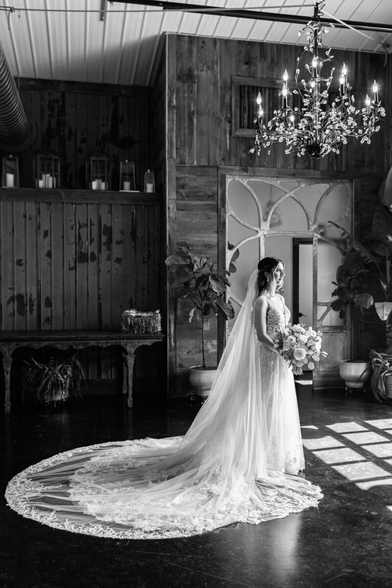 bride putting in earing