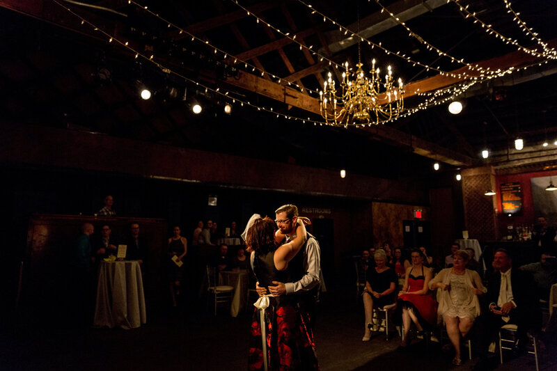 A couple during their first dance at their wedding.