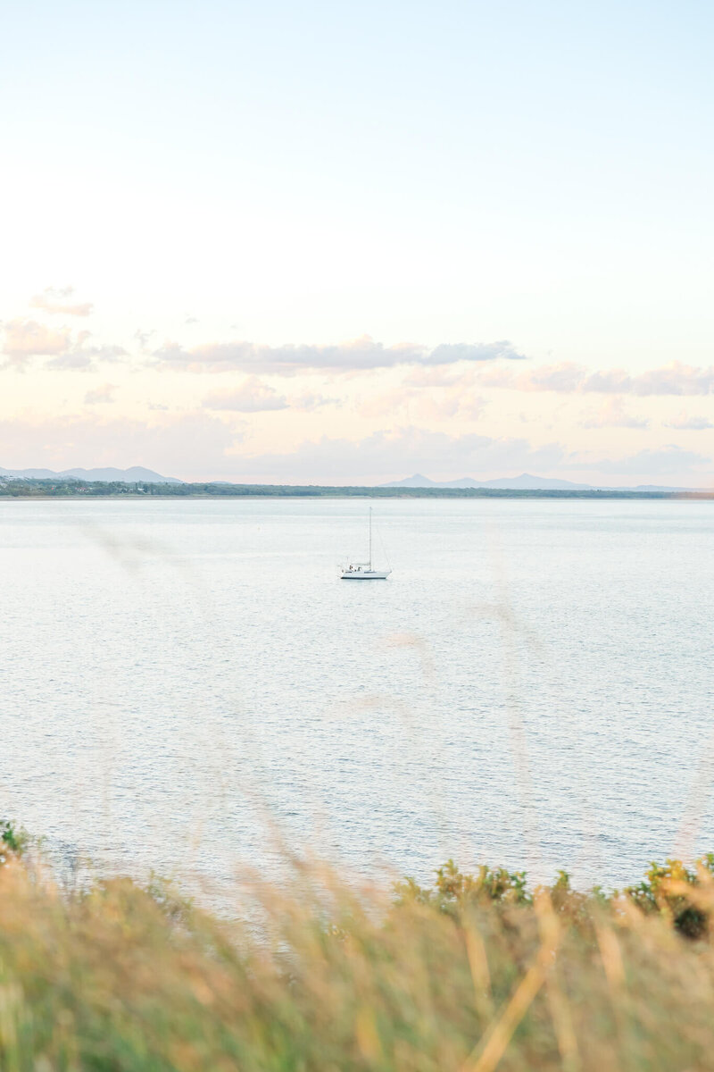 Scenic view overlooking the beautiful ocean at Cooee Bay, Yeppoon, Queensland. 