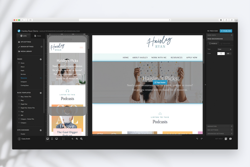 Customize your new Showit website with your own colors, fonts and text