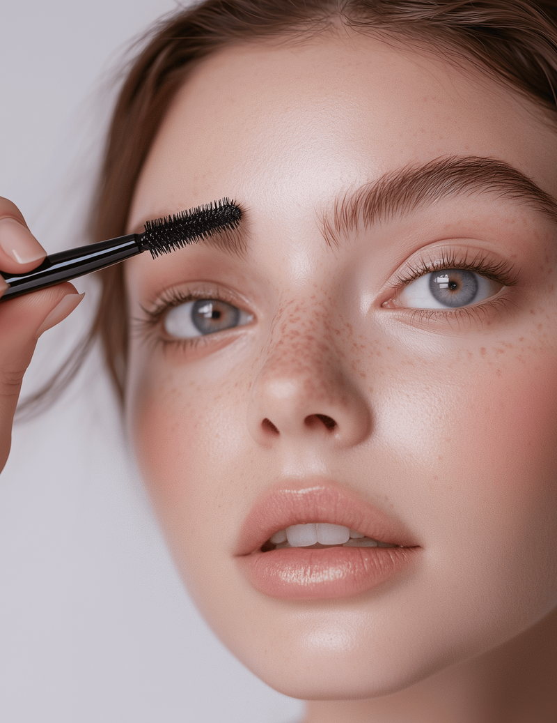 Woman Brushing Eyebrows