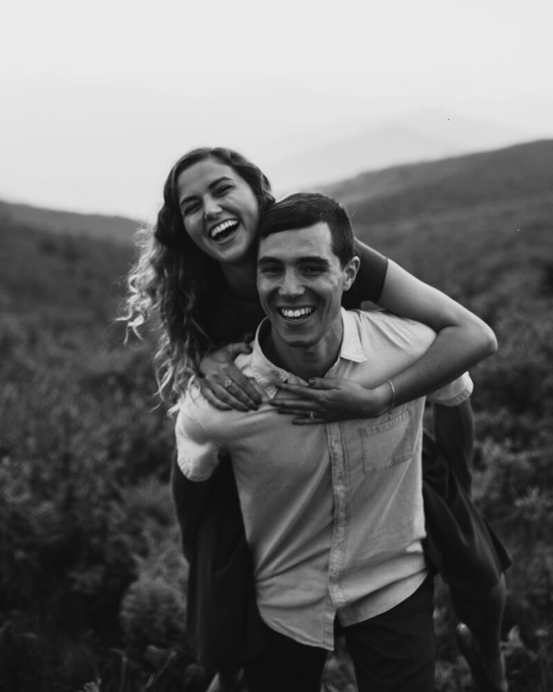 couple piggy back ride