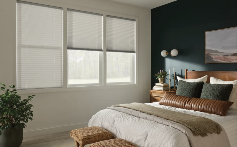 Custom shades in bedroom