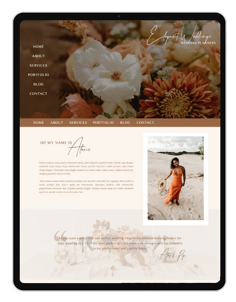 wedding planner showit template