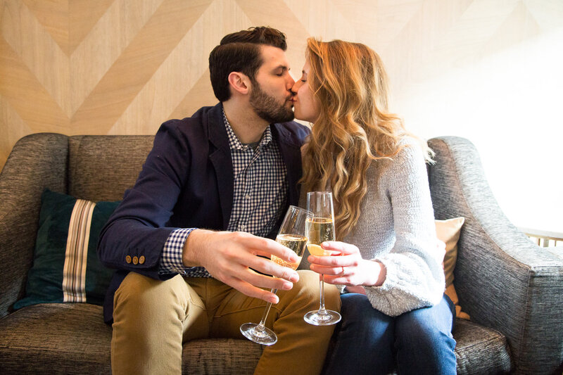 couple drinking champagne at londonhouse chicago