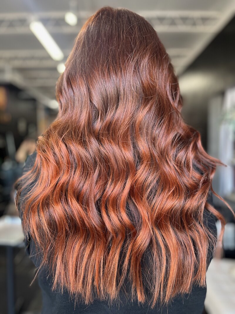 Long red hair back of head
