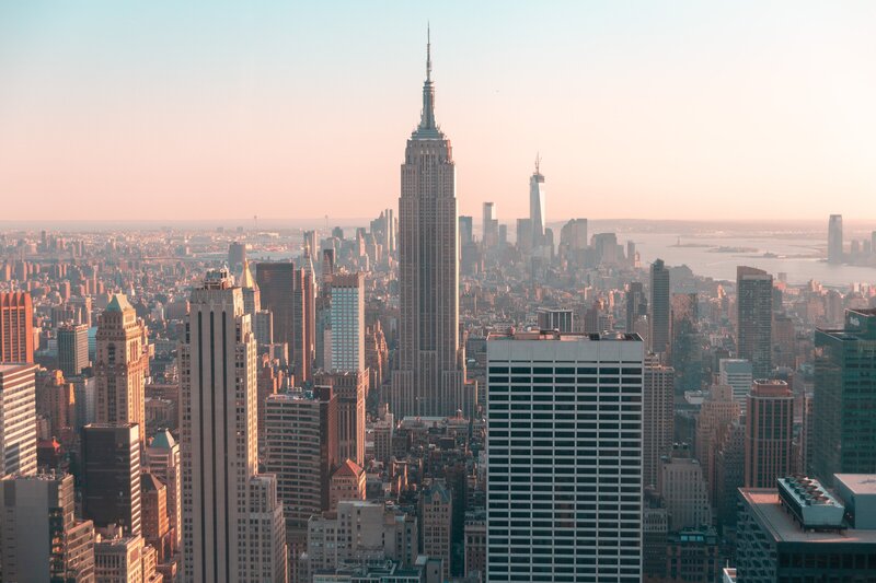 Skyline of New York City during sunset