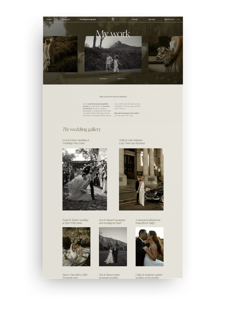 Nostalgic and moody Showit template for photographers