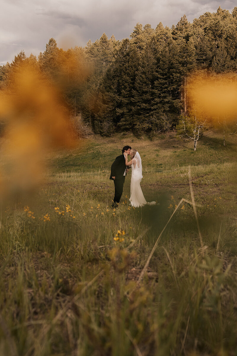 wedding portrait with epic mountain views at loveland pass in colorado