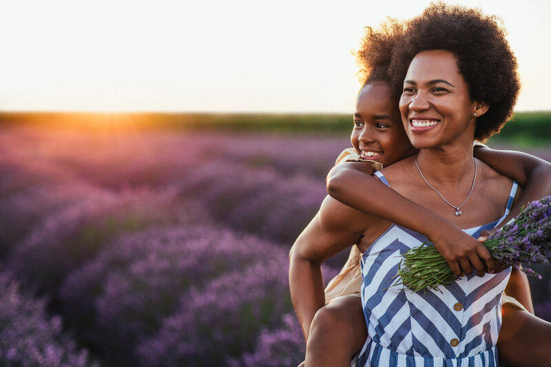 Mother daughter smiling and relaxed