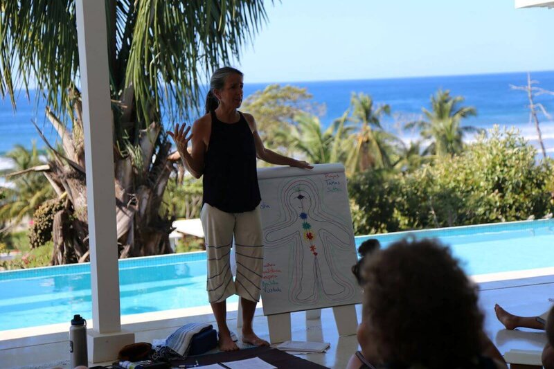 Chakra workshop with instructor Peggy during yoga instructor course in Costa Rica's paradise setting